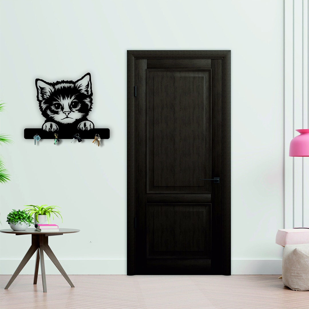 Wood Key Holder for Wall Gift for Cat Lover Baby Cat Key Etsy