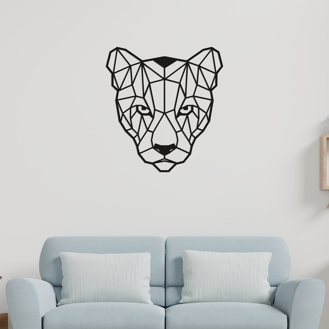 Geometric Wooden Puma Head Wall Art Wooden Animal Wall Decor Etsy