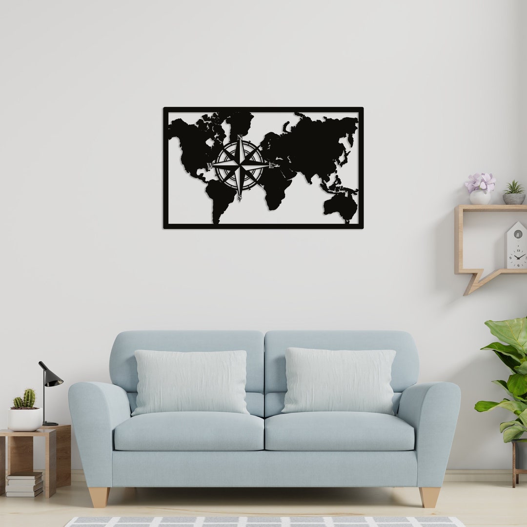 Photo inspiration: Continent Interior Decor Urban Reference: World Map Wood Wall Art Geometric World Map Wall Decor