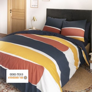 Umeema Super smooth Cotton 6pcs (220 x 240 cm) Check King Size Duvet Cover  Set, Fitted bed sheet with pillow cases - Umeema