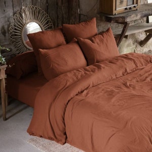 Gaze de coton 100% Housse de couette unie ultra douce 74 fils/cm2 Terracotta Safran Guimauve Canard Granit Chantilly Vert d'eau Terracotta