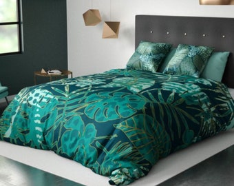 Bed set tropical duvet cover with pillowcases 100% ultra cotton - weaving 47 threads - 2 different sizes