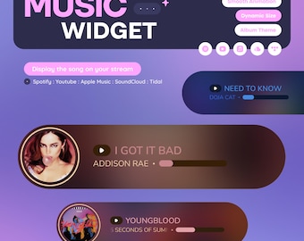 Round Pill ⟡ Music Widget • Fully Costumizable • Album Theme & Dynamic Size | StreamElements OBS