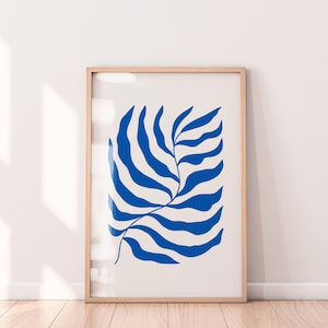 Blaue Blätter Druck, Dekorative druckbare Wandkunst, Botanische Poster Blatt Blau Druck, Dekorative Tropische Drucke Blumendruck Botanischer Druck