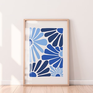 Blue Flower Print, Decorative Printable Wall Art, Flower Posters Flower Blue Print, Decorative Tropical Prints, Floral Print Botanical Print