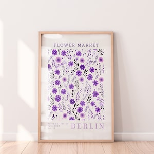 Purple Flower Market Print, Decorative Printable Wall Art Flower Market Poster, Flower Purpple Print, Decorative Print, Berlin Flower Market
