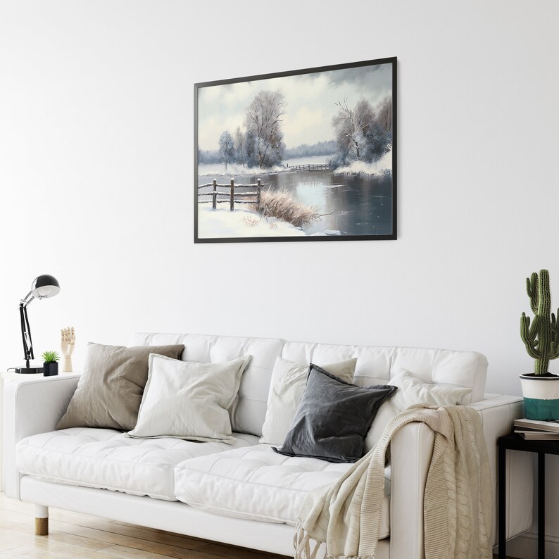 Printable Winter Scene Wall Art Antique Oil Painting Etsy