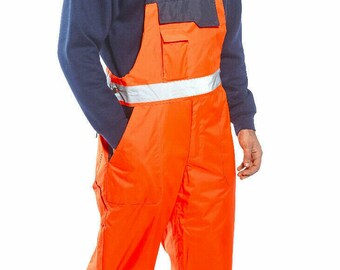 Portwest Hi Vis Viz Contrast Bib & Brace Waterproof Overall Safety Workwear