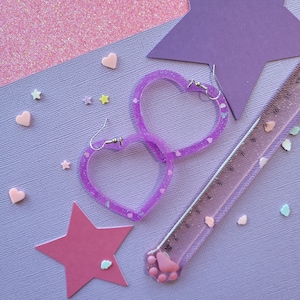 Lavender Haze | Heart Cutout Resin Earrings | Handmade One of a Kind