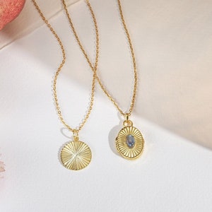 Moonstone locket Necklace • Customized Gold Locket • Moonstone Necklace • Personalized Locket • Gifts for Mom • Gifts for Sister