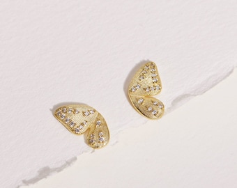 Butterfly Earring Studs • Rebirth • Gold Stud Earring • Silver Earrings • Dainty Earring • Wing Earring • Sterling Silver • Minimalist