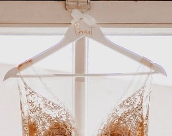 Kleiderbügel Schleife Brautkleid, Braut bride, Bräutigam, Trauzeugin, Hochzeitsbügel weiß gold roségold silber Holzbügel