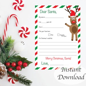 Letter To Santa Pack | Kinderbuchstabe | Umschlag | Weihnachtswunschliste | Druckvorlage Brief an den Weihnachtsmann | Sofort Download