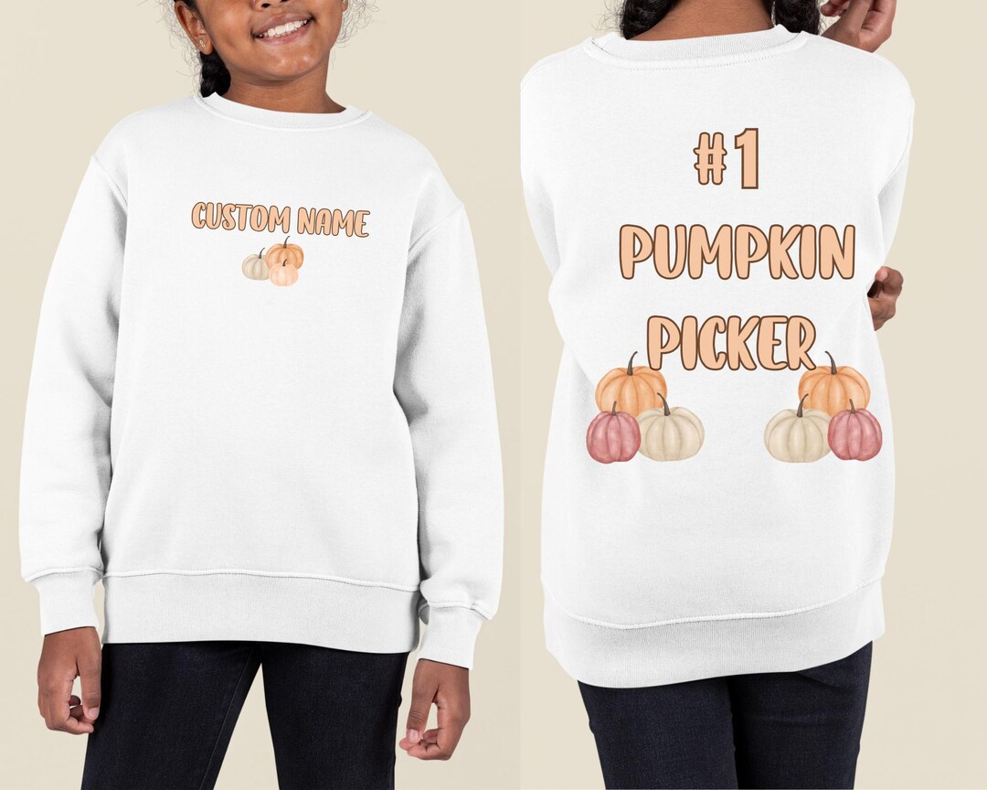 Kids Halloween Sweatshirt Number 1 Pumpkin Picker Custom Name Kids