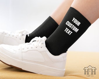 Custom Text Socks Printed With Any Custom Text Unique Personalised Gifts,  Custom Socks, Any Text, Any Font Socks, Funny Gift for Colleague