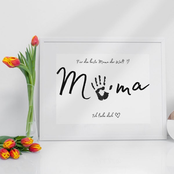 Geschenk Idee Mama Muttertag, Handabdruck, Fußabdruck Vorlage - PDF Datei als Sofort Download - Muttertagsgeschenk, Dekoration für zu Hause