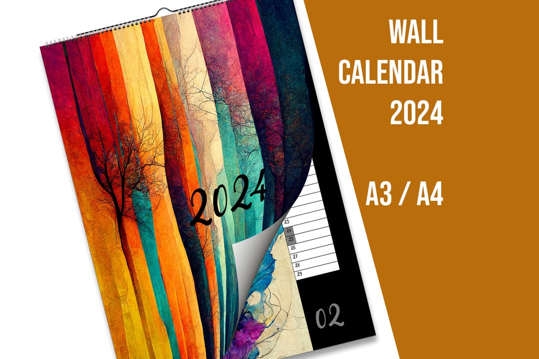 Wall Calendar 2024 A3/A4 Etsy