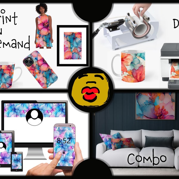 4 Artful Patterns for Print on Demand, Digital Designs and More - Instant Download