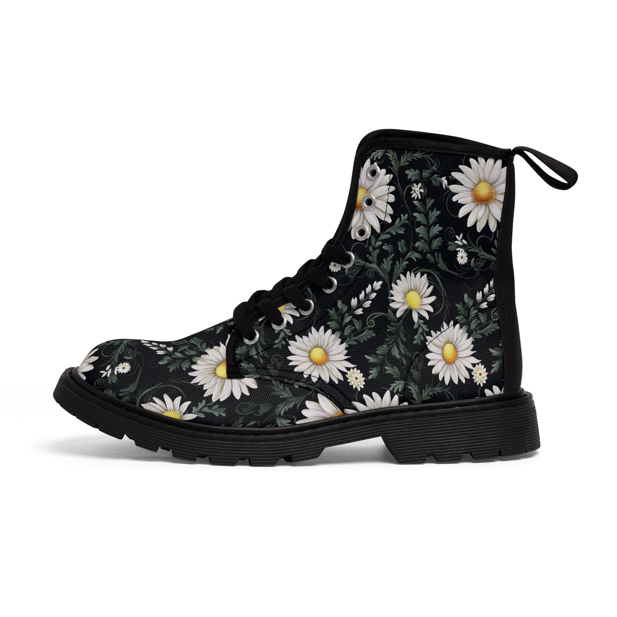 Garitha Flowers on Black Background Boots to Shoes Size EU - Etsy