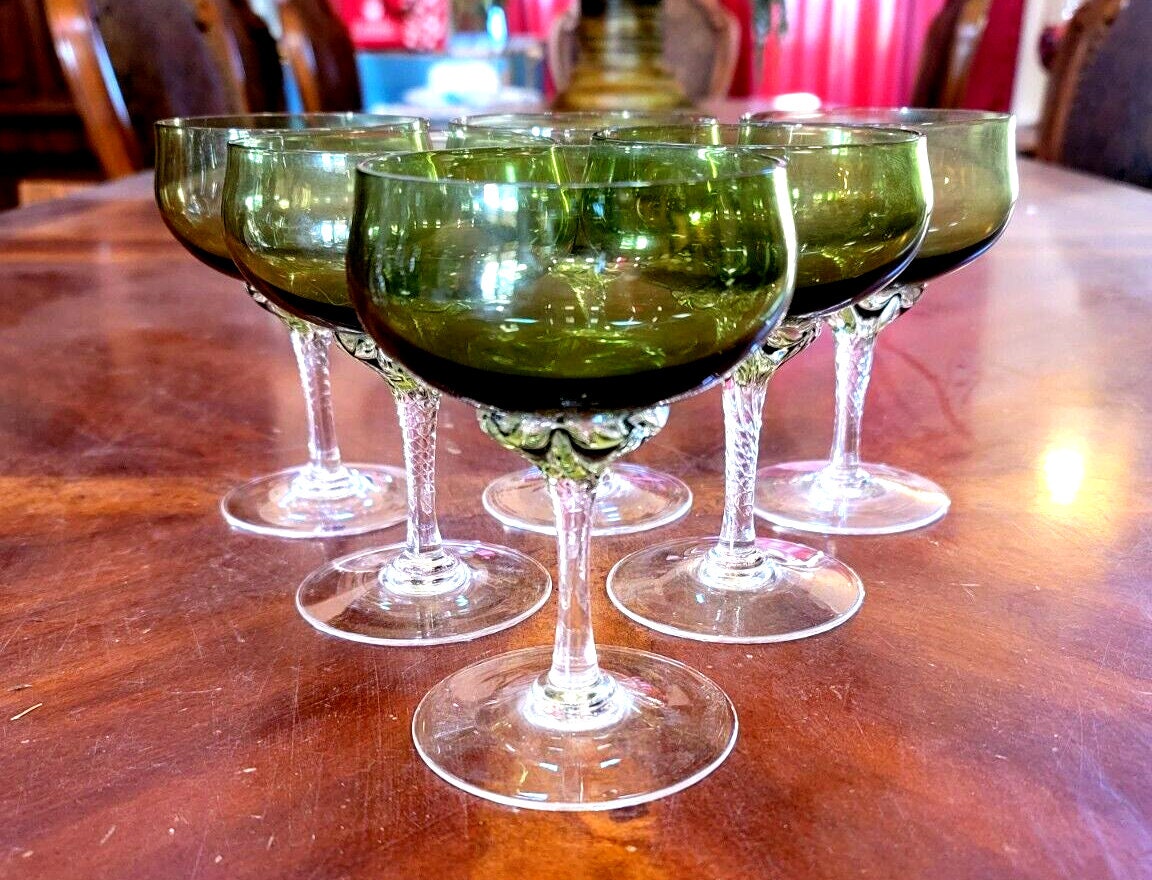 HKliving USA AGL4472 The Emeralds olive green wine glass tall stem