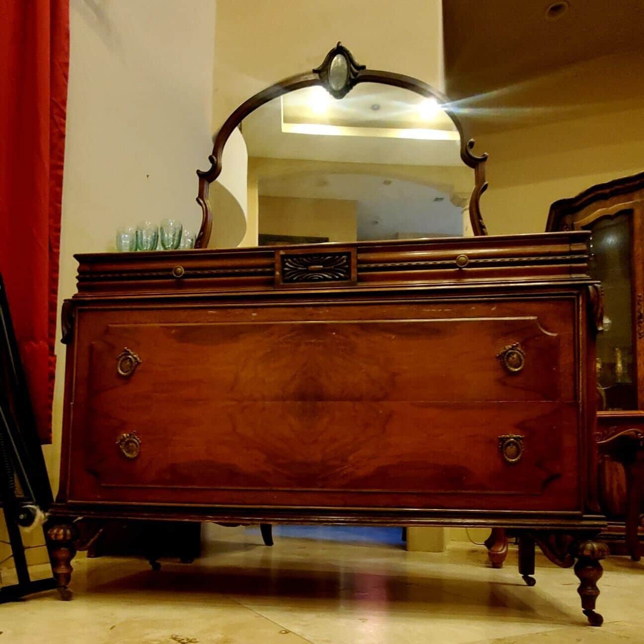 1920's Antique Dresser With Mirror and Wheels Local Etsy