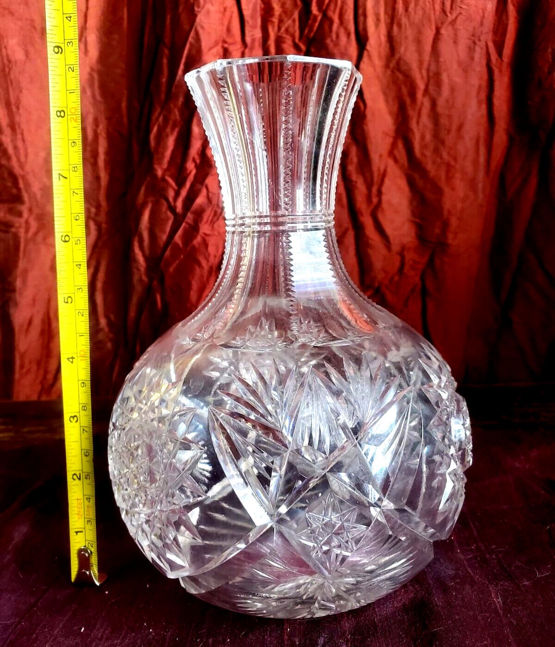 Vintage Large APB Cut Glass Crystal Vase Lorraine Pattern Etsy