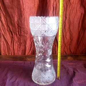 Large American Brilliant Period ABP Cut Glass Vase Crystal Vintage Antique.