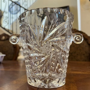 Vintage ACC Lead Cryatal German Pinwheel Ice Bucket Vase With Handles.