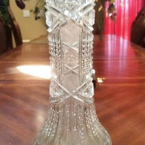 Beautiful ABP American Brilliant Period Cut Glass Crystal Vase 14.25 Inches Tall Heavy