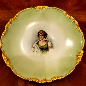 Antique J P L France Queen Louise Bavarian Prussia Portrait Plate Vintage Gilded.