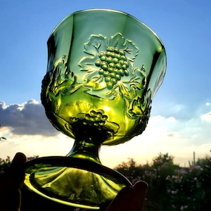 Vintage Indiana Glass Harvest Pattern Candy Compote Wedding Dish Mid Century.
