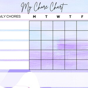 Purple and Blue Chore Chart for teen