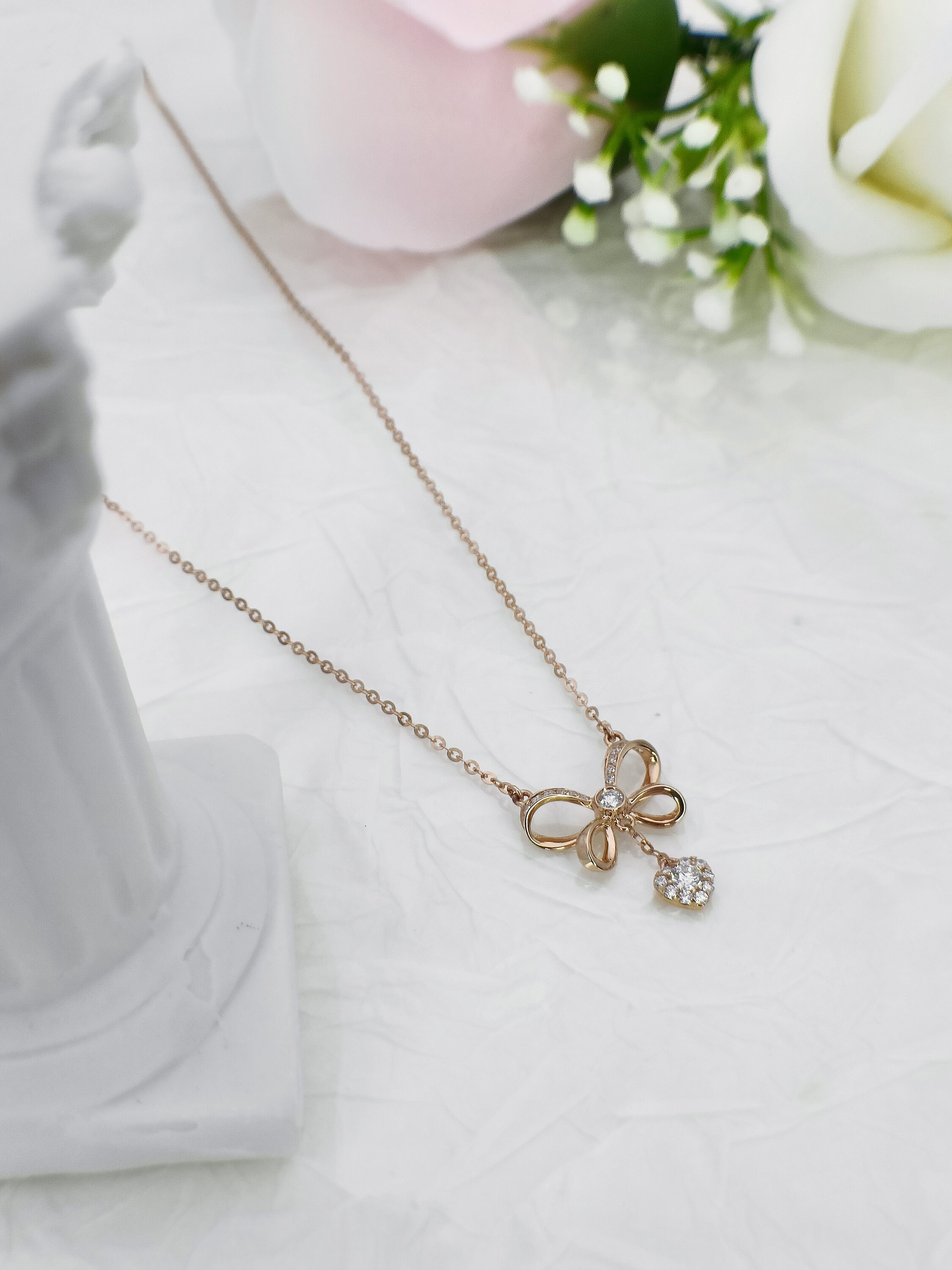 18K Solid Gold Butterfly Necklace With Natural Diamond Pendant - Etsy