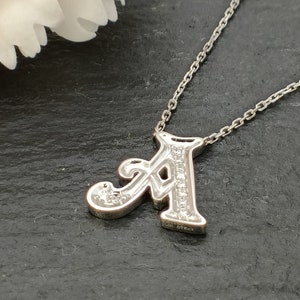 18K Gold Diamond Alphabet Initial Necklace/Letter A Chain/ A-Z letter necklace with diamond/ Natural Diamond Letter Necklace