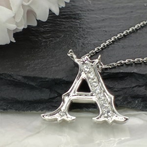 18K Gold Diamond Alphabet Initial Necklace/Letter A Chain/ A-Z letter necklace with diamond/ Natural Diamond Letter Necklace