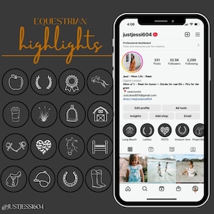 32 Equestrian Instagram Highlights | Minimalist Instagram Highlight Icon| Simple Instagram Highlight Cover| Aesthetic IG Story Highlights