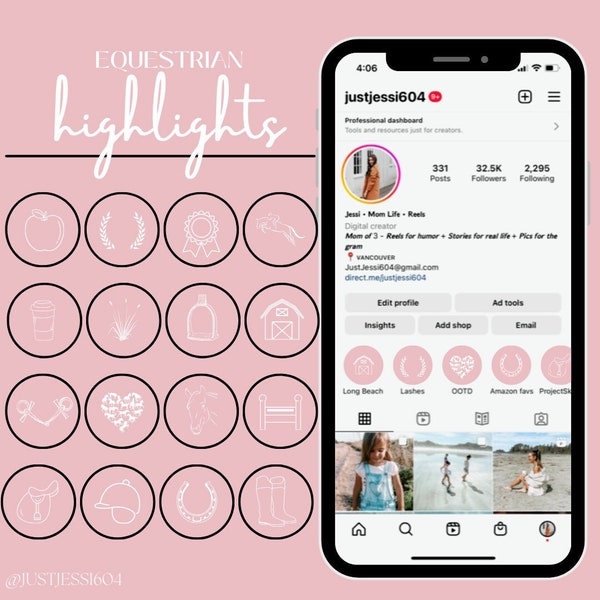 32 Equestrian Instagram Highlights | Minimalist Instagram Highlight Icon| Simple Instagram Highlight Cover| Aesthetic IG Story Highlights