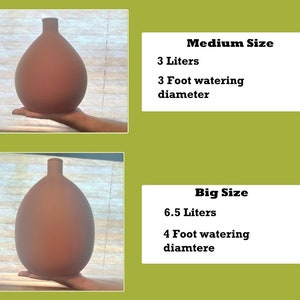 Olla Oya Teracotta Garden Watering Pot Medium 9.5x 7.5 100 oz / Large 12x 8.6 1.7 gal image 2