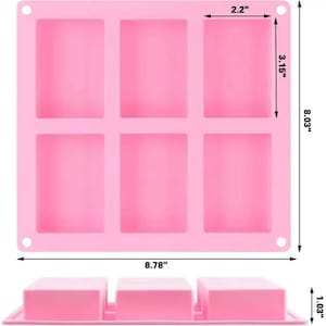 2 Pack Rectangle Silicone Soap and Crafts Bar Molds for Homemade Projects