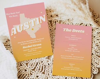 Retro Austin Bachelorette Party Invitation Template (Digital)