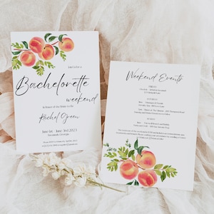 Savannah Peaches Junggesellinnenabschied Einladung. Süße Georgia Peach Bachelorette Party Invite Template Südliche Bachelorette Party Reiseverlauf