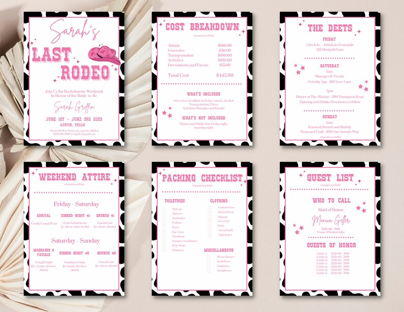 Printable Checklist Rodeo Last Rodeo Bachelorette Invitation, Space Cowgirl Itinerary (digital ...