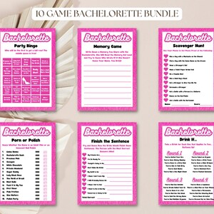 Pink Sparkle Bachelorette Party Games Template. Printable Girly Bachelorette Party Games. Let&#39;s Bach Party Bachelorette Party Invitation