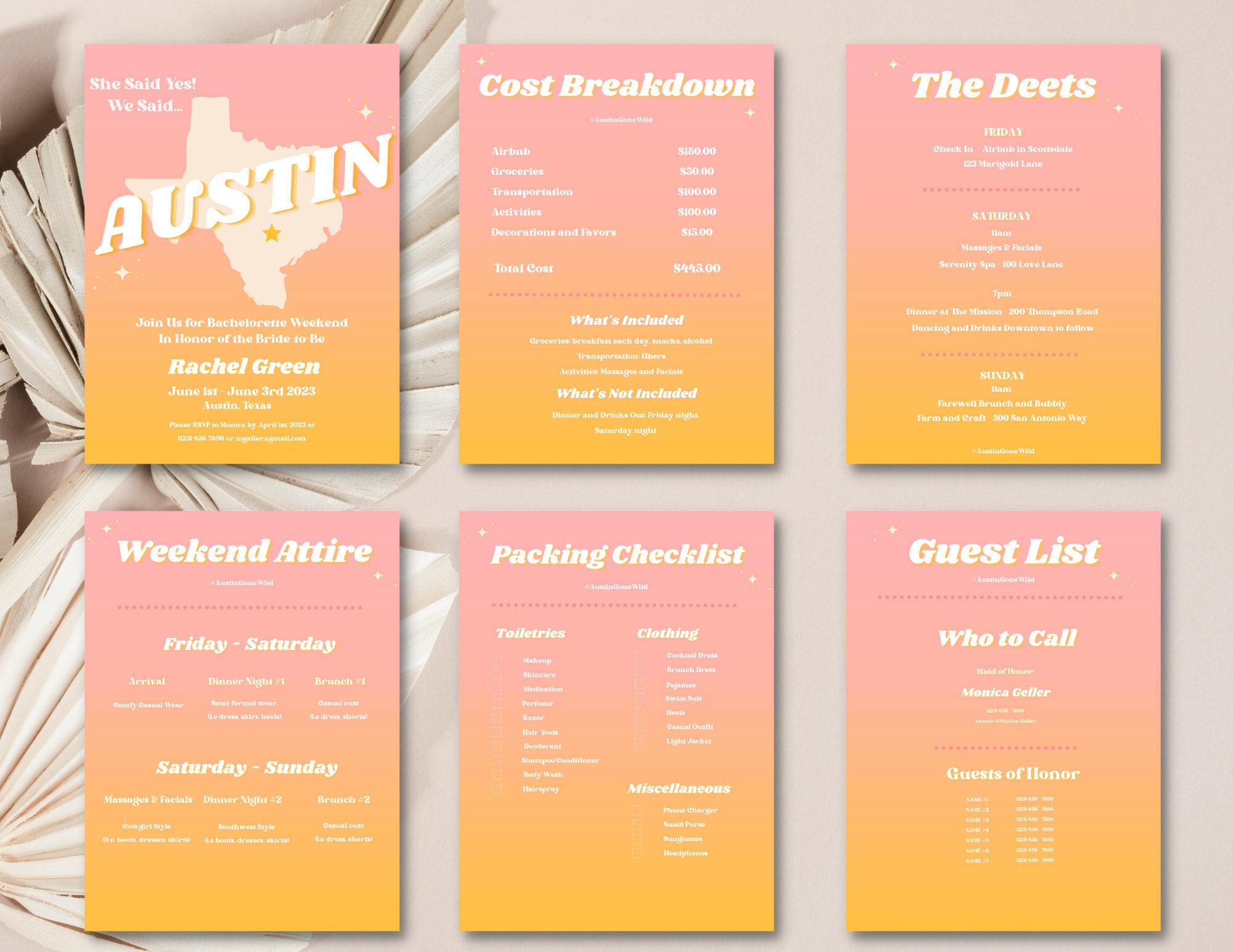 Austin Bachelorette Party Itinerary Template. Austin Etsy