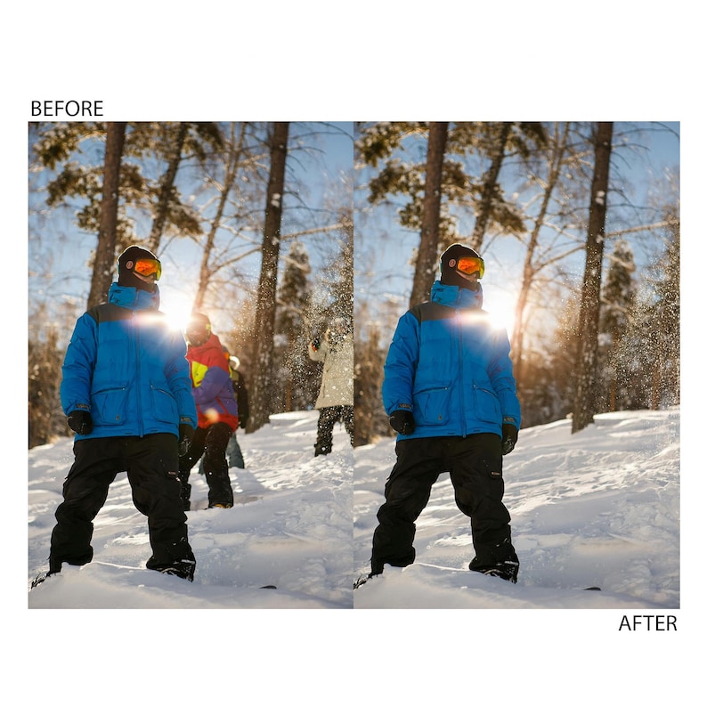 Op de afbeelding: Een persoon in een blauwe jas en een zwarte broek snowboardt een besneeuwde heuvel af. De persoon draagt een zwarte helm en een skibril. De zon schijnt fel op de achtergrond.