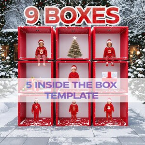 Szablon fotografii świątecznej In The Box - 5 Cyfrowe tło - 9 pudełek - PSR-ITB-10