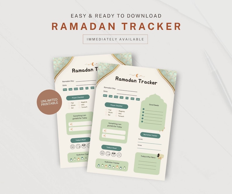Ramadan Tracker Printables Digital Download - Etsy