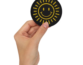 Smiley face Sun patch, Sunny smile, Embroidered patches