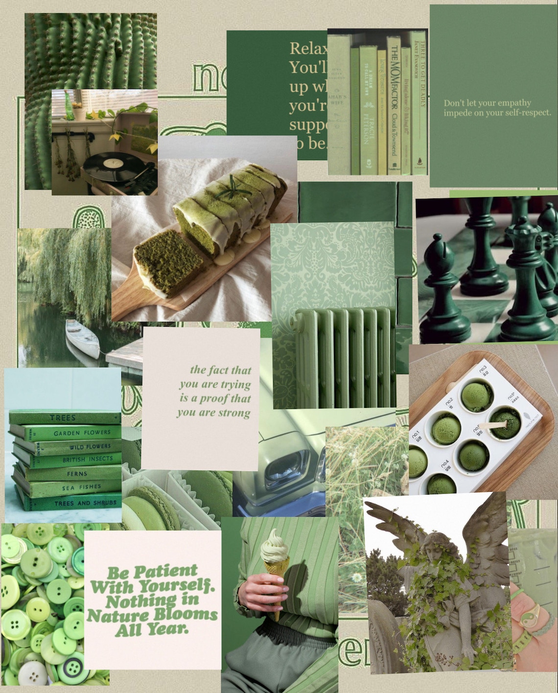 Wall Collage Printable Green Aesthetic Etsy