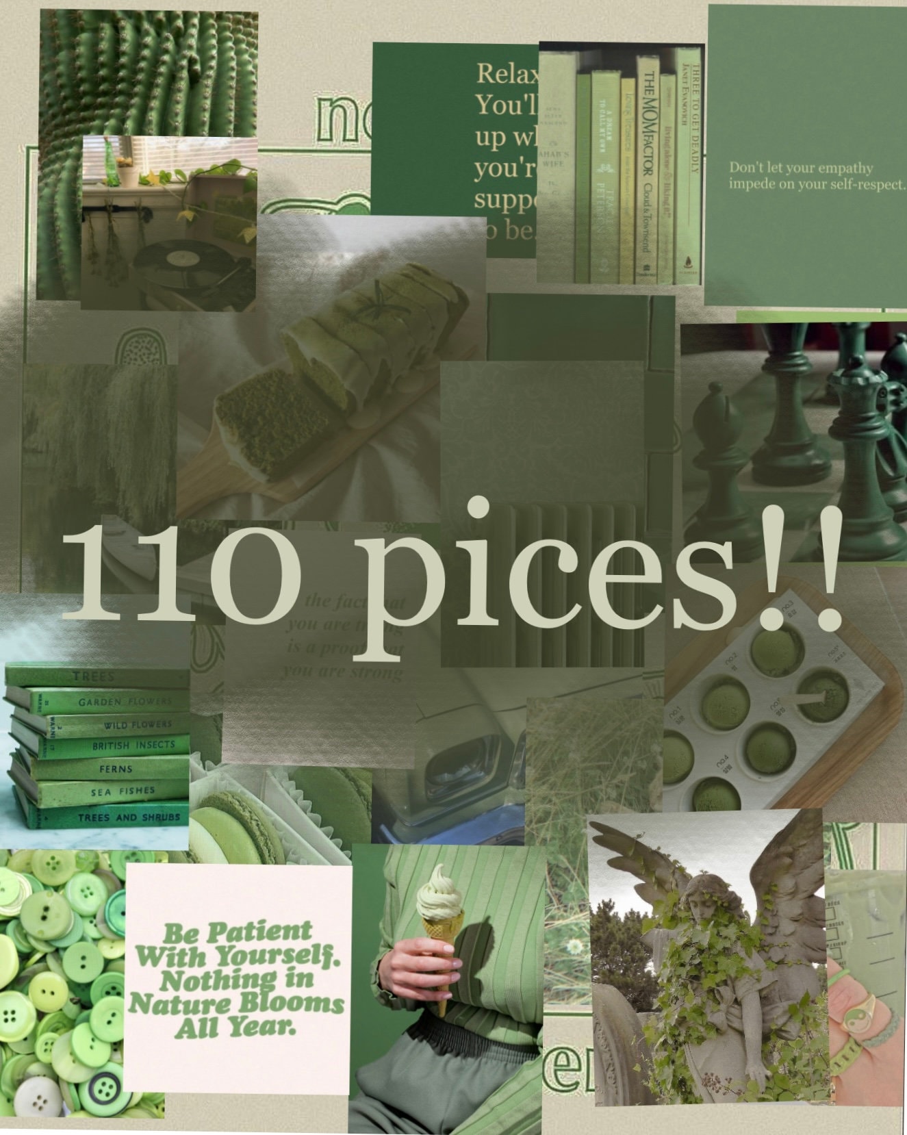 Wall Collage Printable Green Aesthetic Etsy